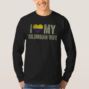 Camiseta Eu Amo Minha Esposa Colombiana Colômbia Bandeira F