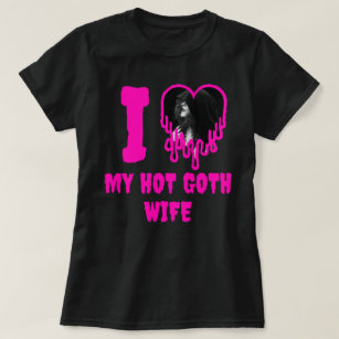Camiseta Eu Amo Minha Esposa Com Gótico Quente Derrubando F