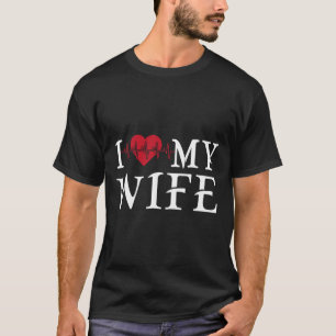 Camiseta Eu Amo Minha Esposa Coração Vermelho Engraçado Dia