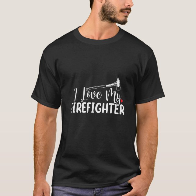 Camiseta Eu Amo Minha Esposa Engraçada De Bombeiro (Frente)