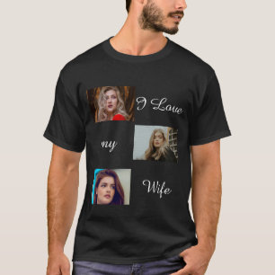 Camiseta Eu Amo Minha Esposa Foto Personalizada De Colagem