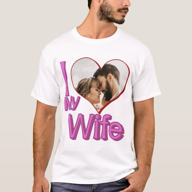 Camiseta Eu Amo Minha Esposa - Foto Personalizada Personali (Frente)