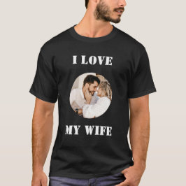 Camiseta Eu Amo Minha Esposa Foto Personalizada Redonda