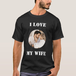 Camiseta Eu Amo Minha Esposa Foto Personalizada Redonda