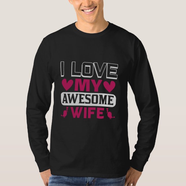 Camiseta Eu Amo Minha Esposa Incrível Mens Ling Capa (Frente)