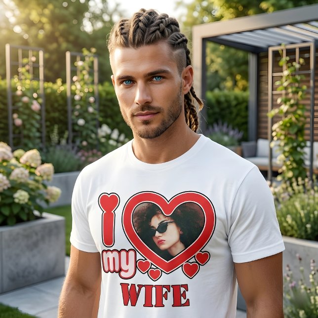 Camiseta Eu Amo Minha Esposa Personalizado (Criador carregado)