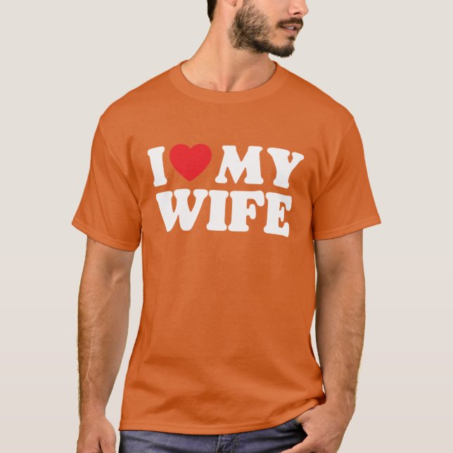 Camiseta Eu Amo Minha Esposa retrô (Frente)