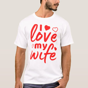 Camiseta Eu amo minha esposa texto vermelho