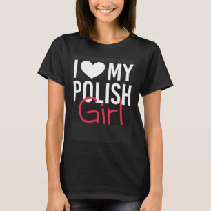Camiseta Eu amo minha família de meninas poloneses de Polôn