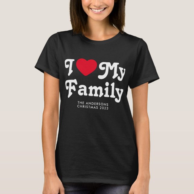 Camiseta Eu amo minha família Retro Natal (Frente)