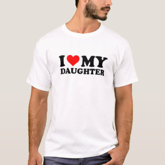 Camiseta Eu Amo Minha Filha Coração Vermelha Engraçado Eu C