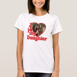 Camiseta Eu Amo Minha Filha Coração Vermelho Foto