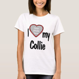 Camiseta Eu Amo Minha Foto Collie Cute Red Heart