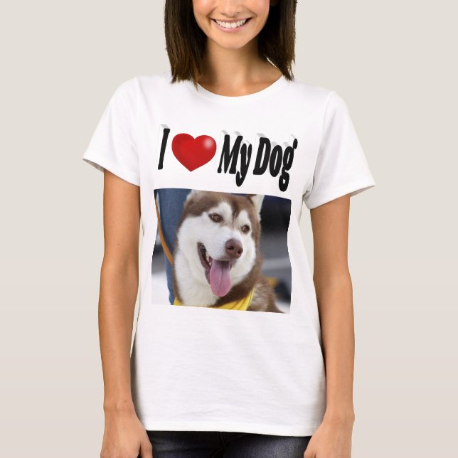 Camiseta Eu amo minha foto de cachorro (Frente)