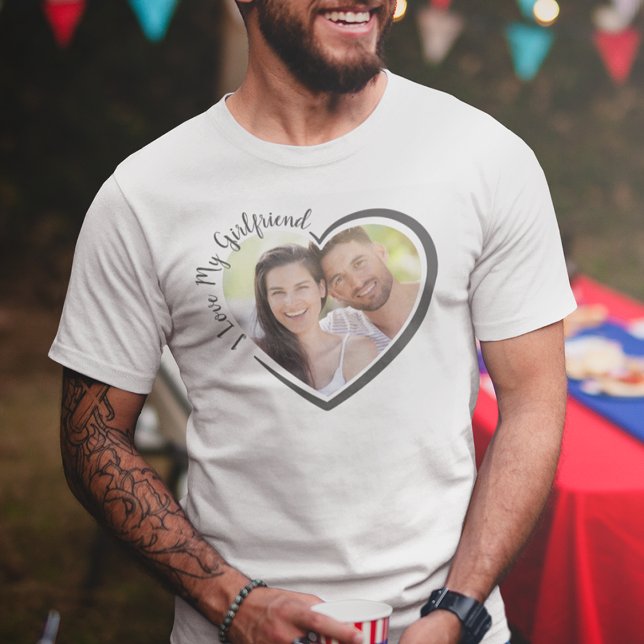 Camiseta Eu Amo Minha Foto De Coração Namorada (Criador carregado)