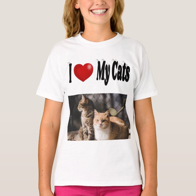 Camiseta Eu Amo Minha Foto de Gatos (Frente)