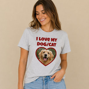 Camiseta Eu Amo Minha Foto De Pet/Cachorro/Gato