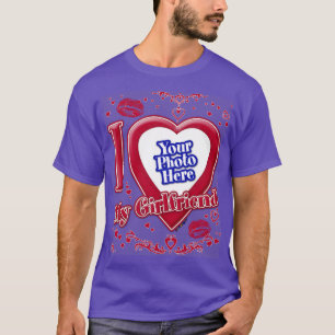 Camiseta Eu Amo Minha Foto Namorada Vermelha Corações Roxos