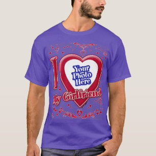 Camiseta Eu Amo Minha Foto Namorada Vermelha Corações Roxos