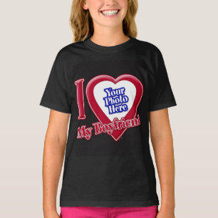 Camiseta Eu Amo Minha Foto Namorado Vermelha Coração Vermel