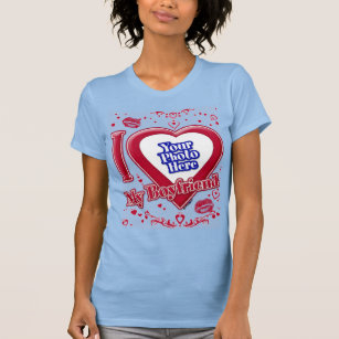 Camiseta Eu Amo Minha Foto Namorado Vermelha Corações Verme