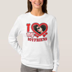 Camiseta Eu Amo Minha Foto Personalizada De Coração Namorad