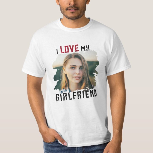 Camiseta Eu Amo Minha Foto Personalizada Grunge Namorada (Frente)
