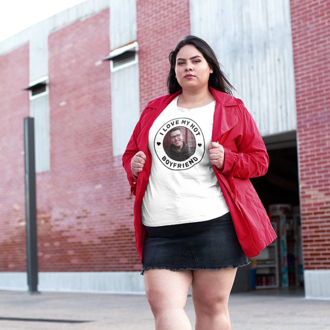 Camiseta Eu Amo Minha Foto Personalizada Simples Namorado (Criador carregado)