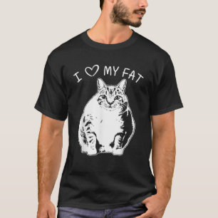 Camiseta Eu Amo Minha Gata Gorda Engraçada Gato Amante T Ca