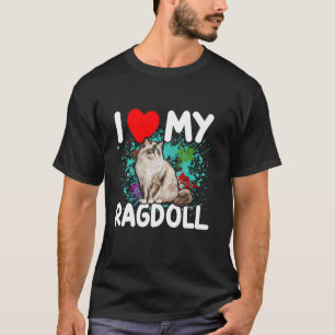 Camiseta Eu Amo Minha Gata Ragdoll Gato Sobre O Coração Rag