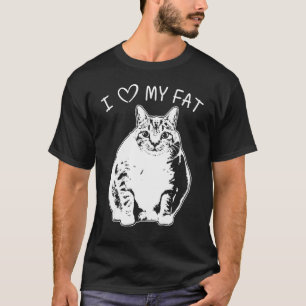 Camiseta Eu Amo Minha Ideia De Gato Gordo Engraçado