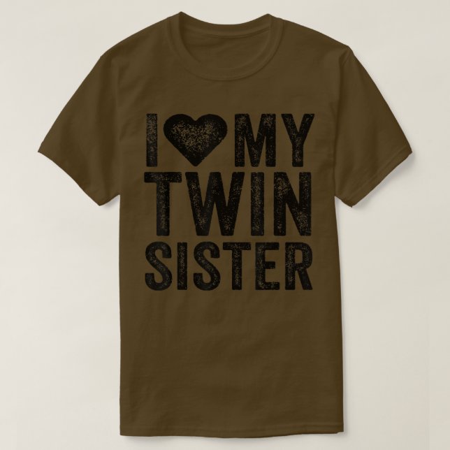 Camiseta Eu Amo Minha Irmã Gêmea Coração Engraçada Retro (Frente do Design)