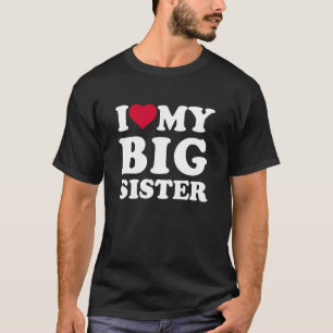 Camiseta Eu Amo Minha Irmã Mais Velha Coração Família Engra