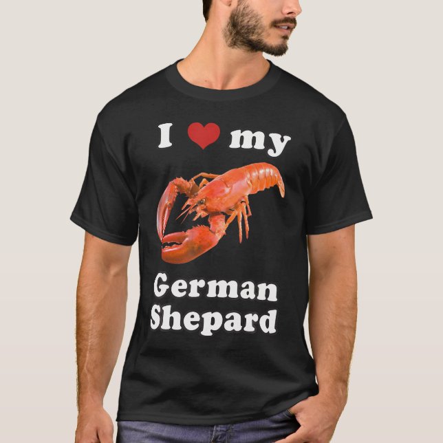 Camiseta Eu Amo Minha Lagosta Alemã Shepard (Frente)