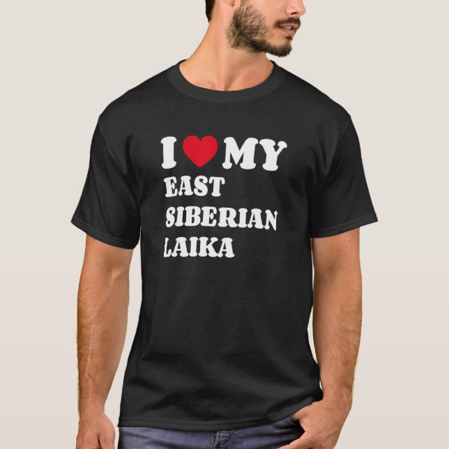 Camiseta Eu Amo Minha Laika Siberiana Oriental (Frente)