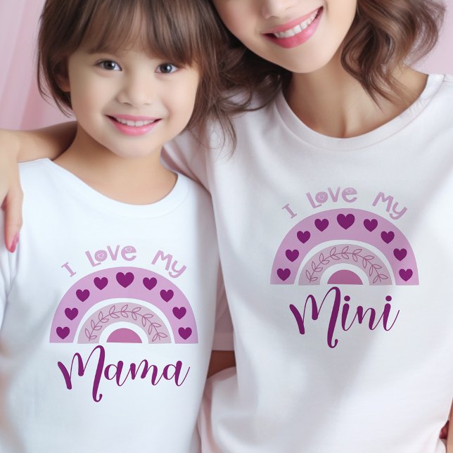 Camiseta Eu amo minha mãe Boho Rainbow Matando Mini Mama (Mommy and Me tees with sweet rainbow design .. mom and kid shirts sold separately)
