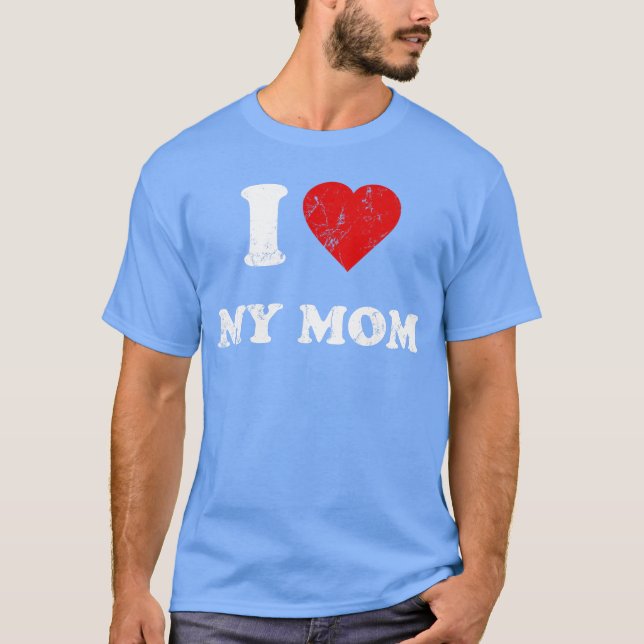 Camiseta Eu Amo Minha Mãe retrô (Frente)