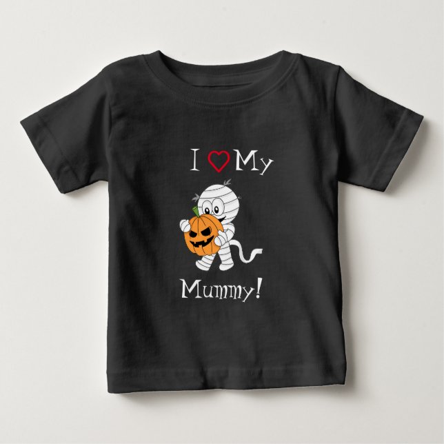 Camiseta Eu Amo Minha Mamãe Feliz Halloween Menino Fofo de  (Frente)