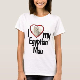Camiseta Eu Amo Minha Mau Egípcia - Foto De Gato De Coração