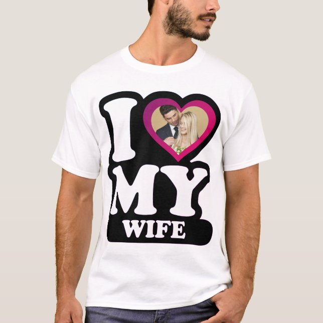 Camiseta Eu Amo Minha Mulher Miami - Foto Personalizada Per (Frente)