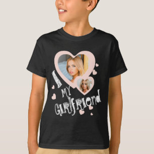 Camiseta Eu Amo Minha Namorada Desenhos na Lousa Preto Fofo