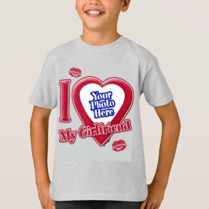 Camiseta Eu Amo Minha Namorada Foto De Cinza De Beijo Verme