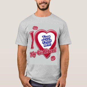 Camiseta Eu Amo Minha Namorada Foto De Cinza De Beijo Verme