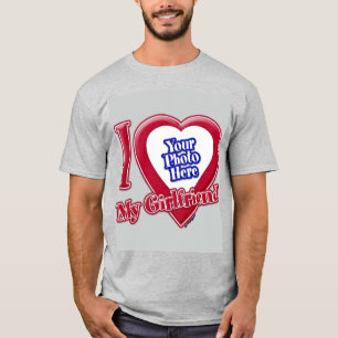 Camiseta Eu Amo Minha Namorada Foto De Cinza Vermelha