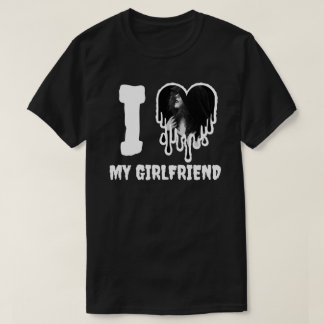 Camiseta Eu Amo Minha Namorada Foto de Coração Branco Gótic