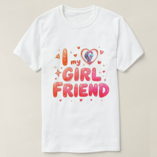 Camiseta Eu Amo Minha Namorada Foto Personalizada