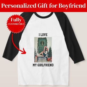 Camiseta Eu Amo Minha Namorada Foto Raglan Tee Presente