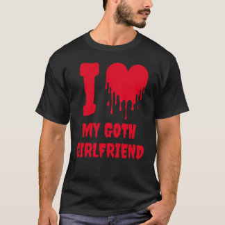 Camiseta Eu Amo Minha Namorada Gótica Coração Vermelho Ping