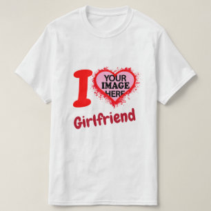 Camiseta Eu amo minha Namorada I coração GF - sua foto aq