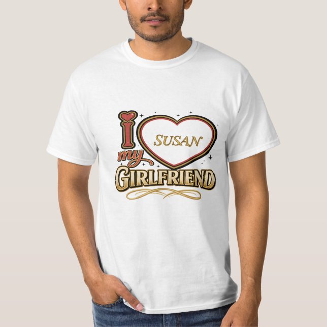 Camiseta Eu Amo Minha Namorada Personalizado (Frente)